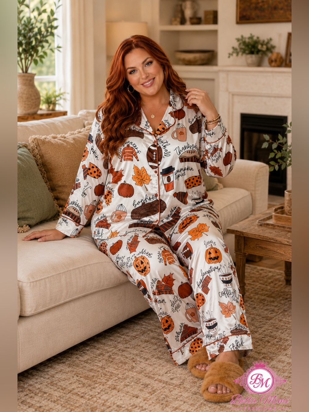 SHESHOW Autumn Fall Satin Pajama Pants Set XXL NIB 🤎🧡🤎